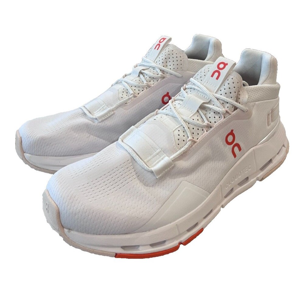On Cloud On Size 12 Running Cloudnova 2 White/Flame Red Mens Shoes Sneakers